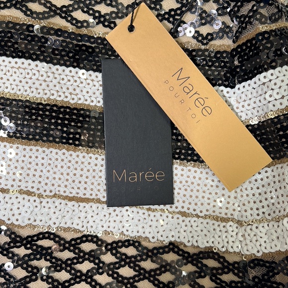 MARE’E POUR TOI ‘Flippy’ ALINE Sequin Skirt Size 24 Black, Brown, White - Picture 9 of 11